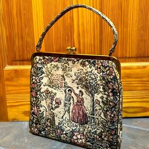 1950’s Vintage JR Miami hand embroidered tapestry purse.